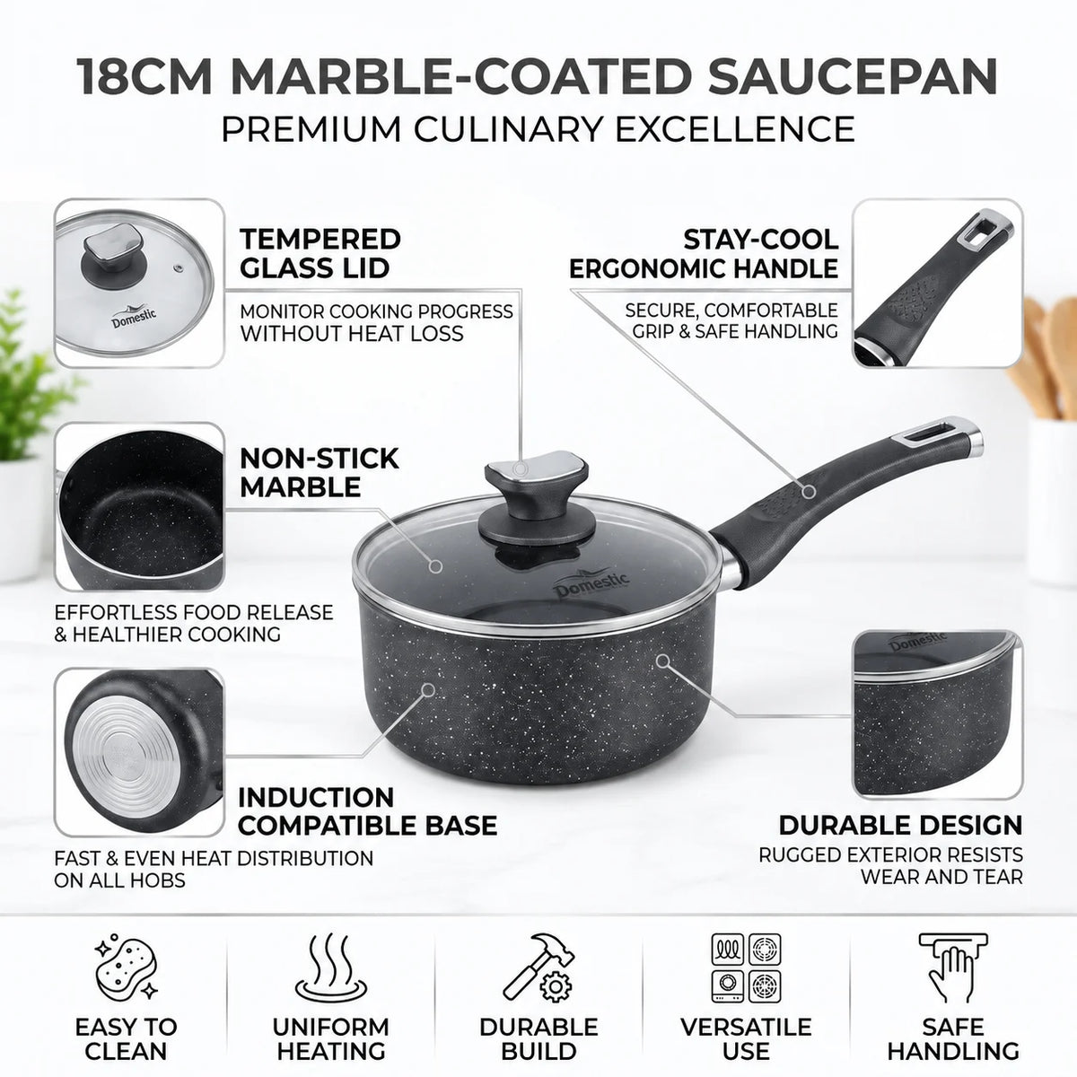 Sauce pan Marble coated 18cm